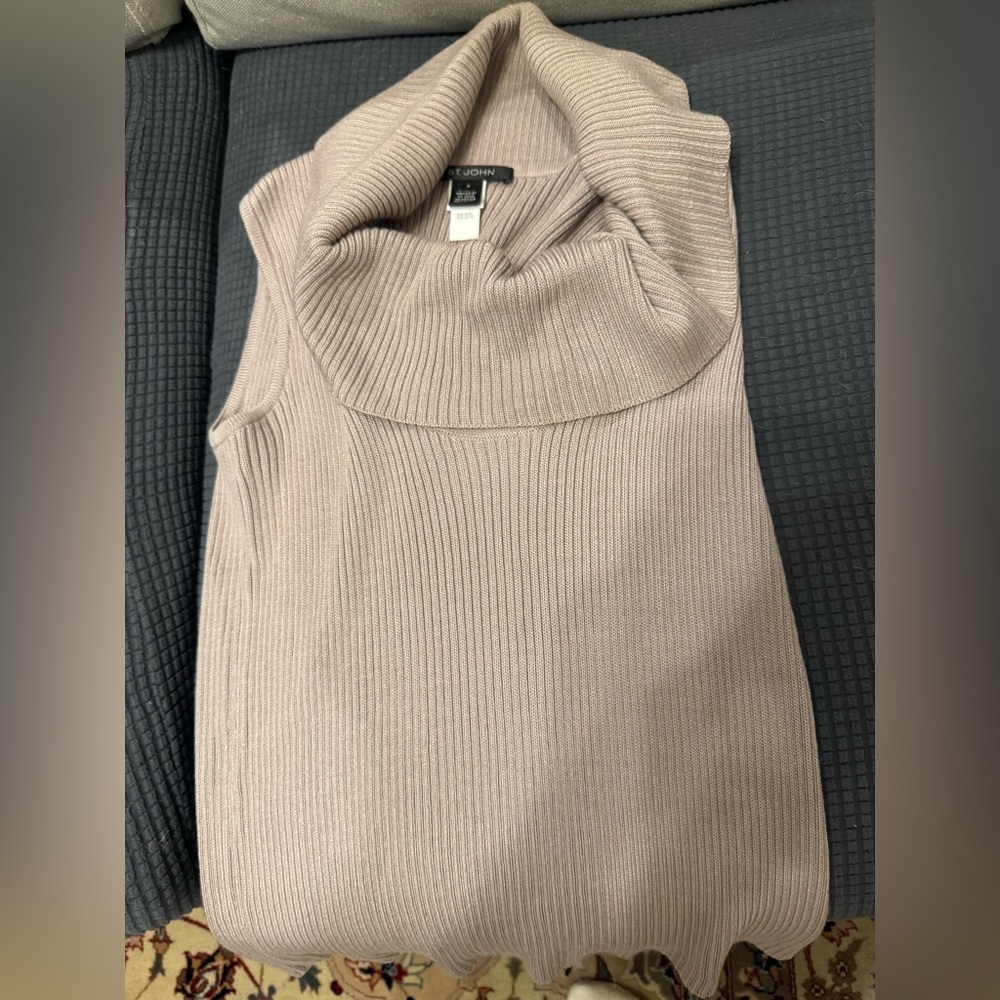 ST. JOHN Cowl Santana Knit Sleeveless Pale Orchid Top/Sweater size S